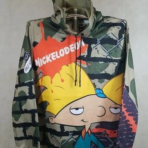 Members Only Nickelodeon Size Large Hey Arnold Hoodie Graphic All Over Print